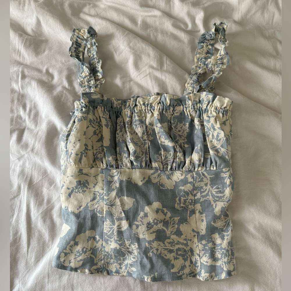 Reformation Linen Blue Floral top